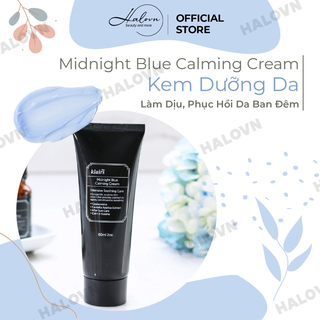 Kem dưỡng ẩm làm dịu da Dear, Klairs Midnight Blue Calming Cream giúp chăm sóc, phục hồi da hư tổn 30ml/60ml