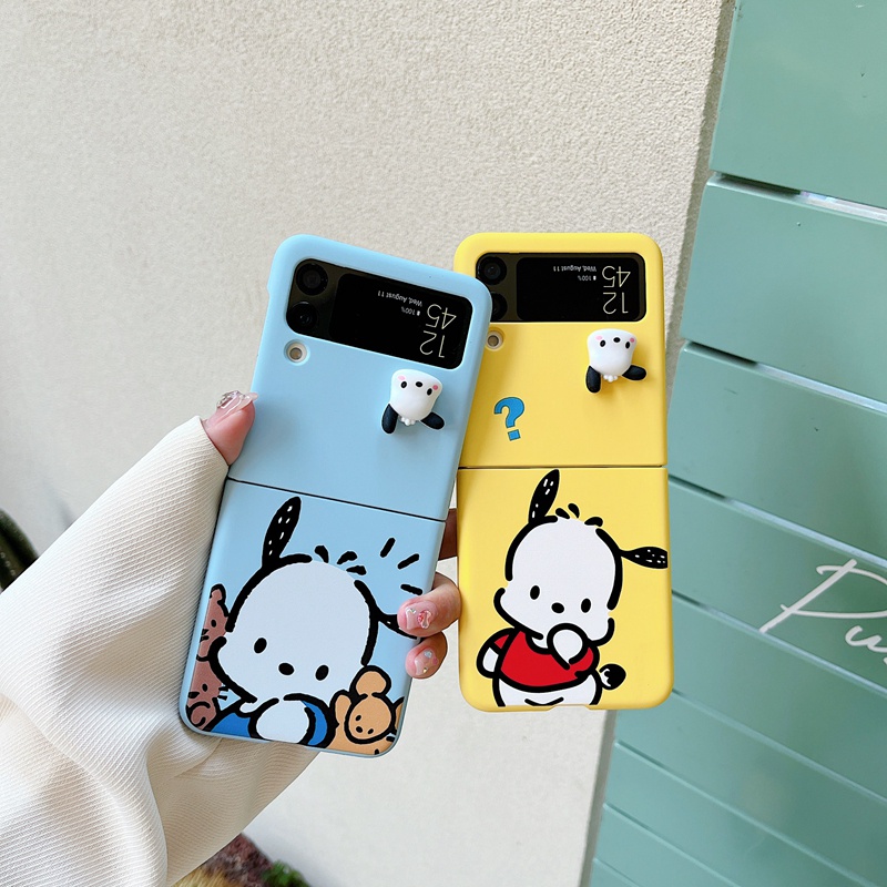 Ốp Điện Thoại Cứng Nắp Gập Chống Sốc Hình Mặt Cười 3D Cho Samsung Galaxy Z Flip 3 Flip4 Case Pochacco 4