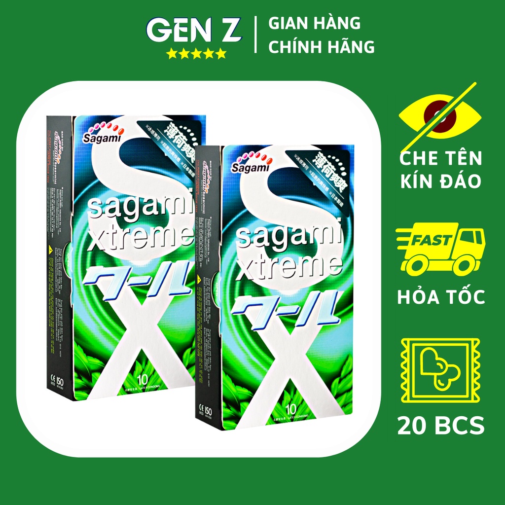 Combo 2 Hộp Bao Cao Su Sagami Spearmint - BCS Kéo Dài Thời Gian - Hương Bạc Hà - 20 Chiếc