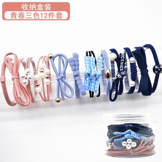 Set 12 dây thun cột tóc đơn giản phong cách Hàn Quốc