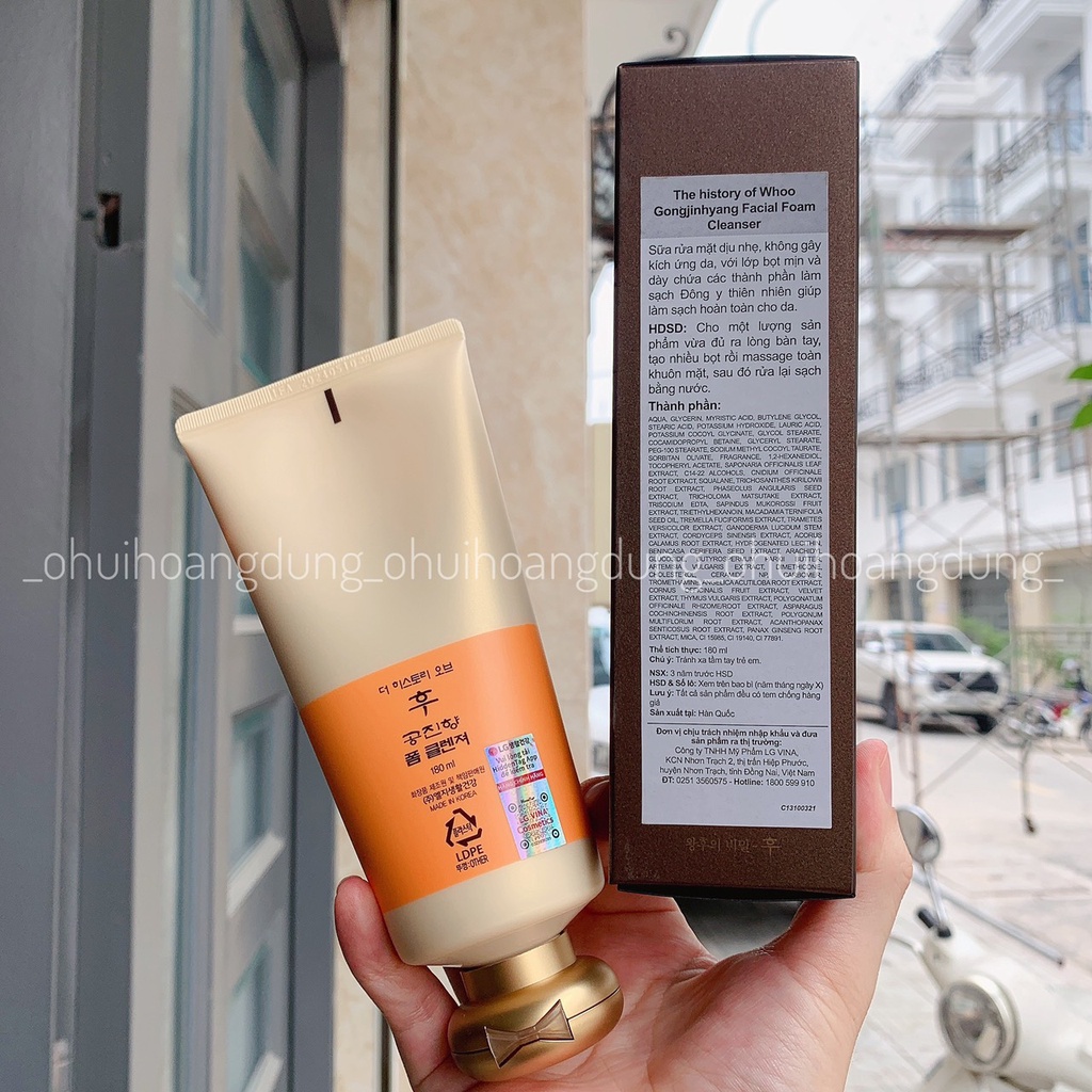 [HÀNG CÔNG TY CHÍNH HÃNG] Sữa rửa mặt Whoo vàng Gongjihyang Facial Foam Cleanser full size 180ml