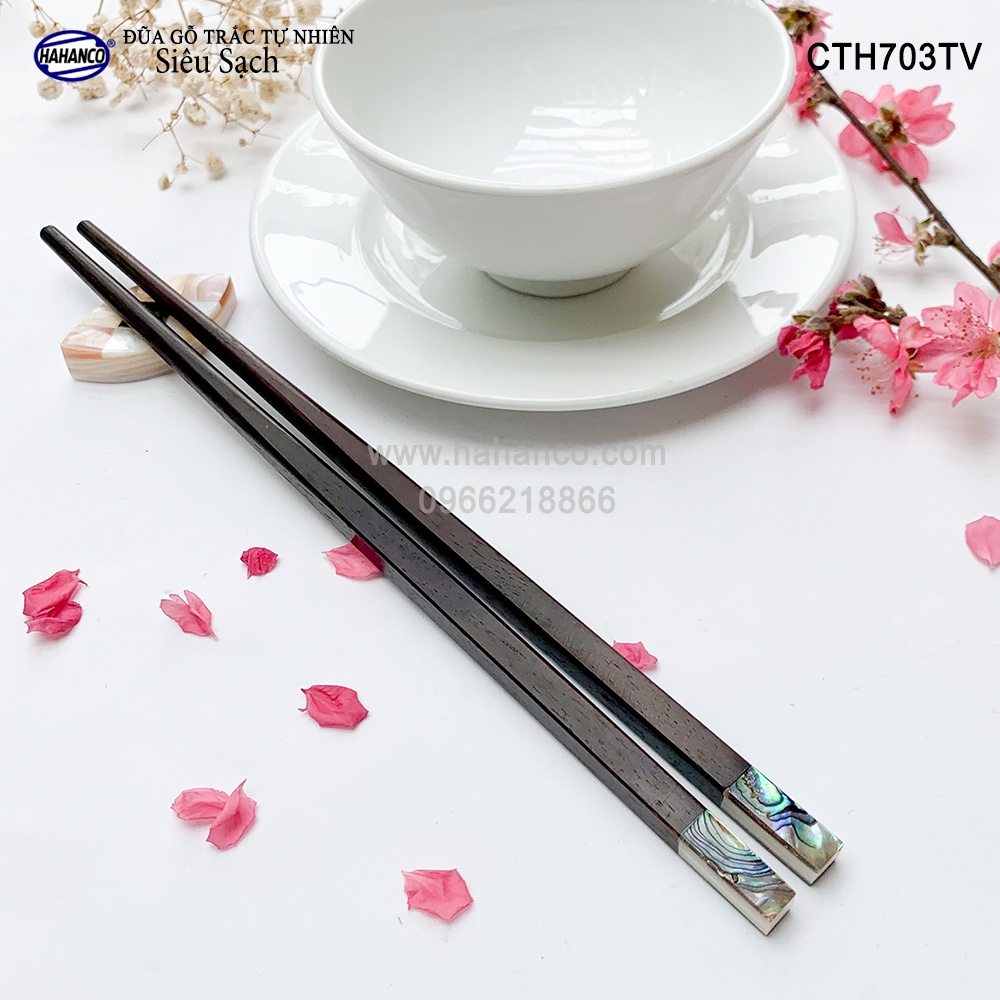 Đũa gỗ Trắc đầu ốc Bào Ngư Úc (Hộp 10 Đôi) Tặng kèm hộp đẹp làm quà biếu [CTH703TV] HAHANCO