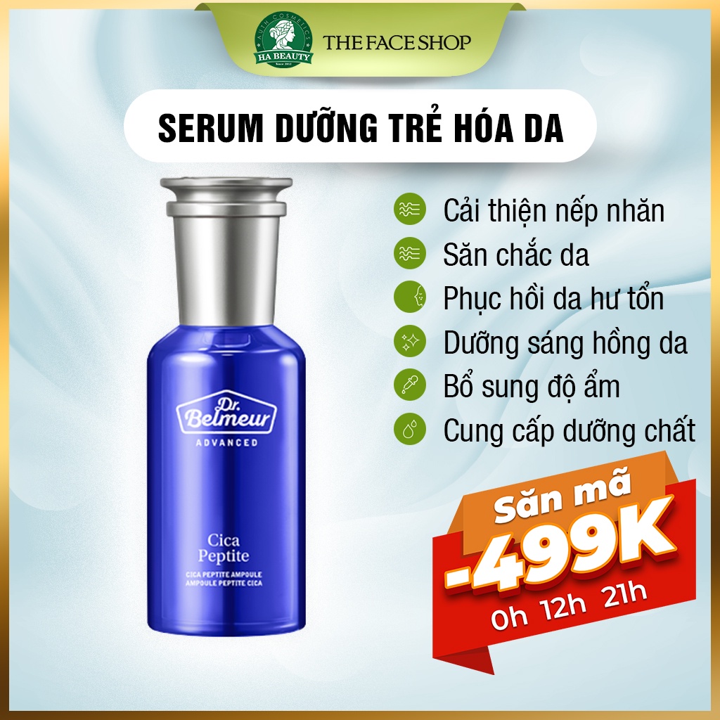 Serum dưỡng trẻ hóa da làm sáng hồng da kể cả cho da mụn da nhạy cảm The Face Shop Dr Belmeur Cica Peptite Ampoule 45ml