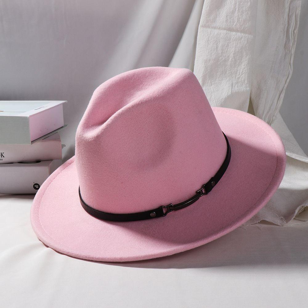 Mũ Fedora Vải Nỉ Cổ Điển Có Khóa Thắt Lưng Phong Cách Panama Jazz Mùa Thu Đông