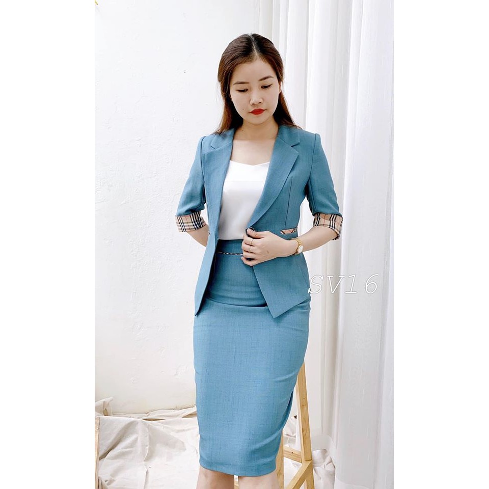 Áo Vest Nữ Công Sở Tay Dài Cao Cấp - LELY-SV008-  Xanh Ngọc Cao Cấp, Thạnh Lịch, Nữ Tính