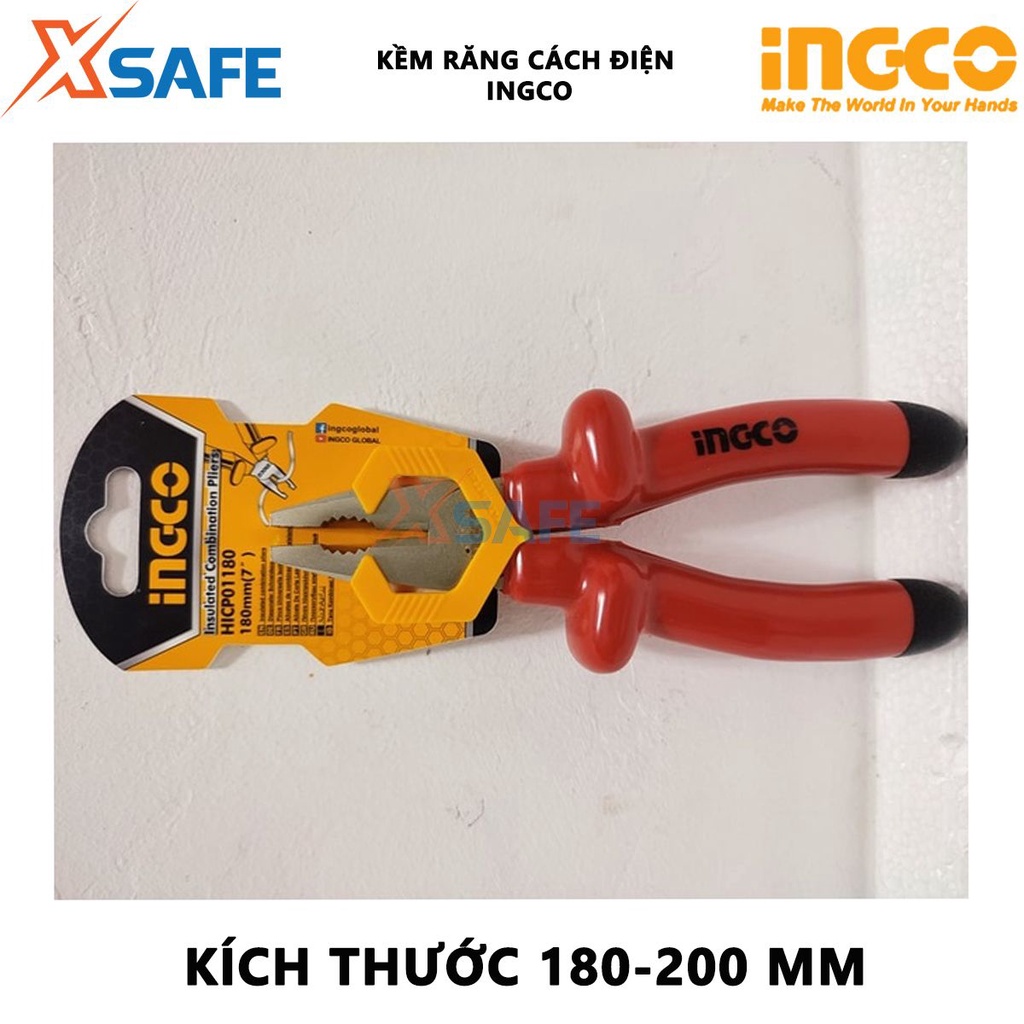 Kìm răng cách điện INGCO 2 kích thước 7&quot;/8&quot; Tay cầm bọc nhựa chuyên dụng và cách điện 1000V - [XSAFE]