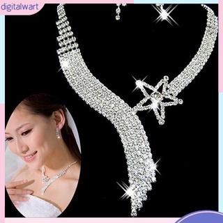 Bộ trang sức vòng cổ bông tai đính đá phong cách sang trọng cho nữ