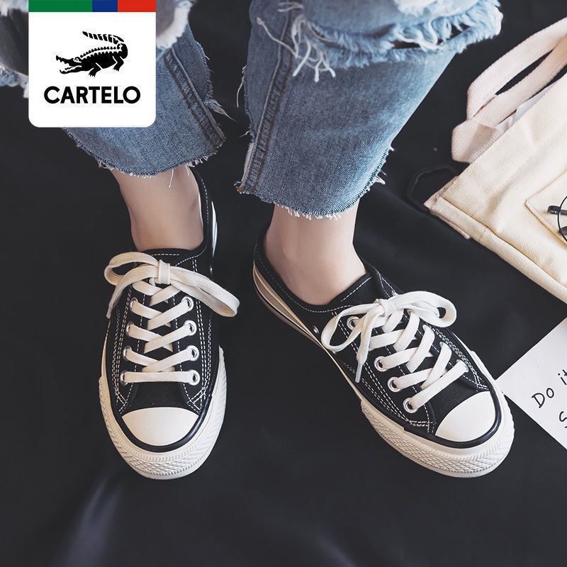 Giày Thể Thao canvas Hở Gót Không Gót Phong Cách Hàn Quốc Mới 2021 Dành Cho Nữ