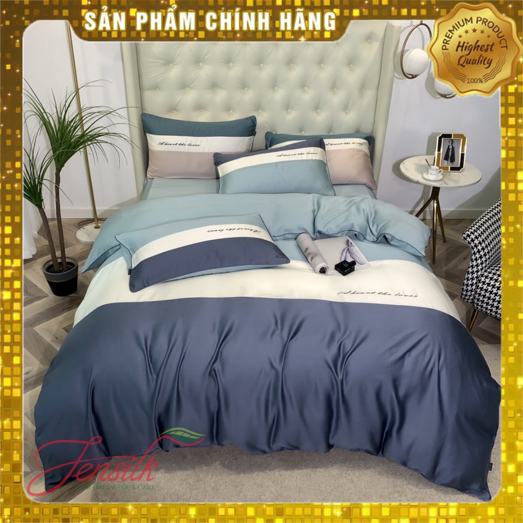 Bộ chăn ga gối 100% lụa tencel 80s, siêu cao cấp, set phủ nệm, phối 3 màu cực hot