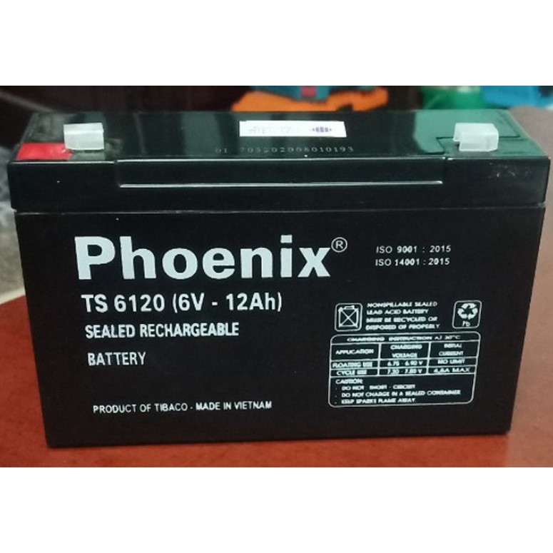 BÌNH ẮC QUY 6V-12Ah - MỚI - CHÍNH HÃNG PHOENIX