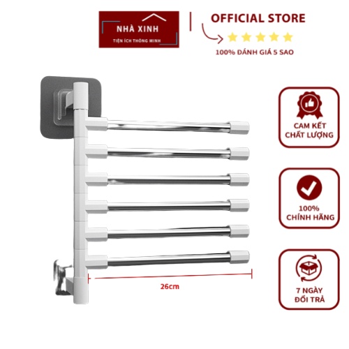 Giá Thanh Inox Treo Khăn Mặt, Khăn Tắm Xoay 180 Độ Dán Tường Cho Nhà Tắm Tiện Dụng, Chịu Lực Tốt