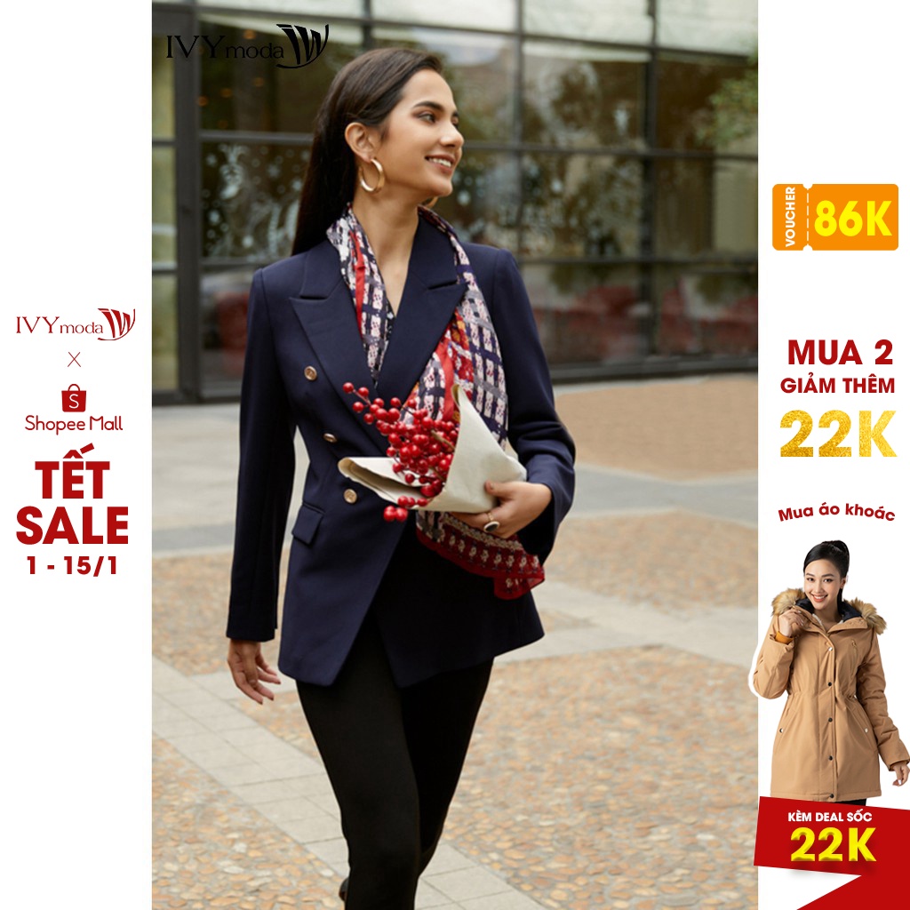 [NHẬP WABRTL5 GIẢM 10% TỐI ĐA 50K ĐH 250K ]Áo Vest nữ cổ 2 ve nhọn IVY moda MS 67M6118