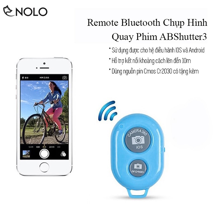 Remote Chụp Hình Quay Phim Bluetooth 2.0 AB Shutter3 Cho Cả Android Và IOS Dùng Pin Cmos CR2030