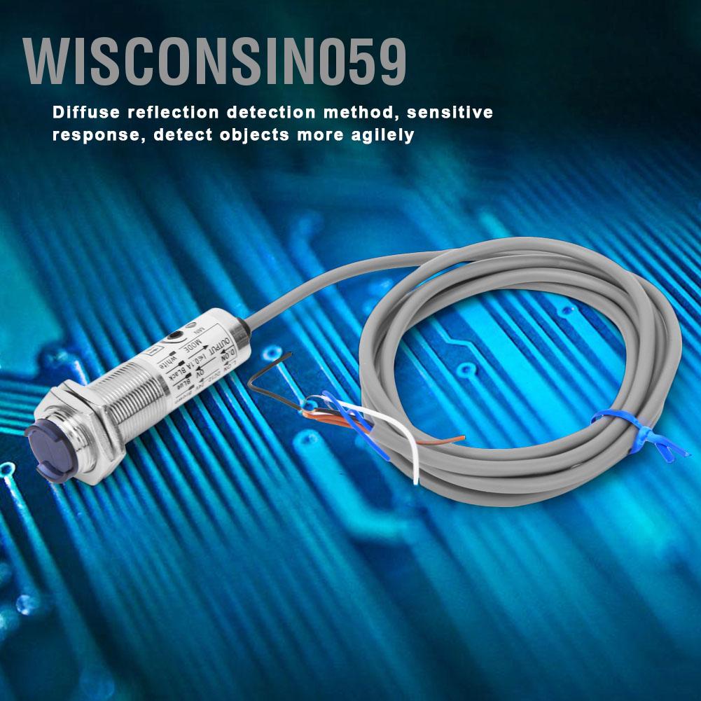 [Hàng Sẵn] Công tắc quang điện phản xạ khuếch tán CDD-40N φ18MM Cảm biến khoảng cách phát hiện 10-30MM DC10-30V DC bốn dây NPN thường mở【Wisconsin059】