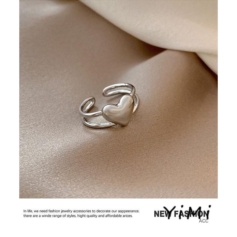Nhẫn mở có thể điều chỉnh bằng kim loại hình trái tim thời trang cho nữ