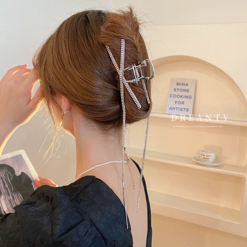 Kẹp Tóc Đính Đá Tua Rua Thời Trang Hàn Quốc