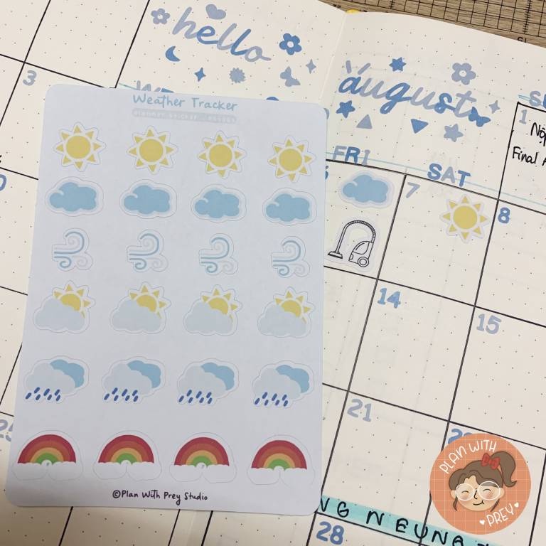 Sticker Planner thời tiết | Sticker Planner trang trí Sổ, Bullet Journal, Planner | Designed by Plan With Prey Studio