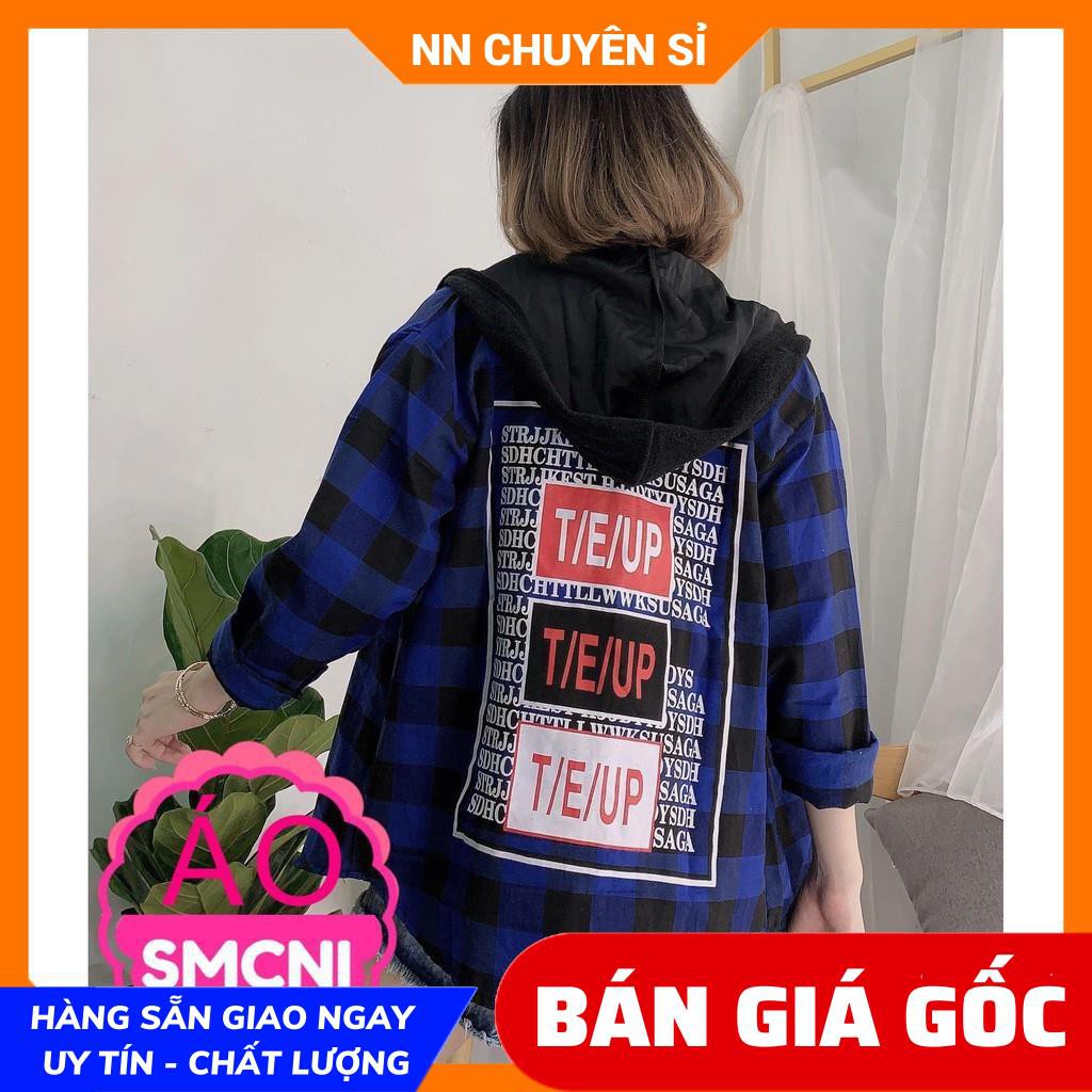 ÁO SƠ MI CARO CÓ NÓN IN HÌNH CỰC CHẤT ⚡100% ẢNH THẬT⚡