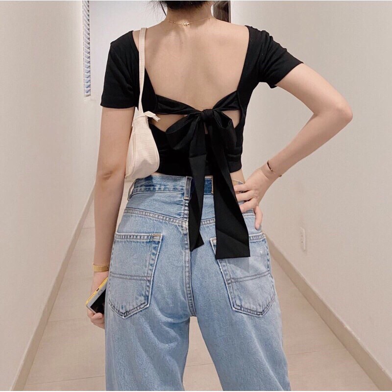 [Mã FAMAYWA giảm 10K đơn 50K] Áo croptop body cột nơ lưng | BigBuy360 - bigbuy360.vn