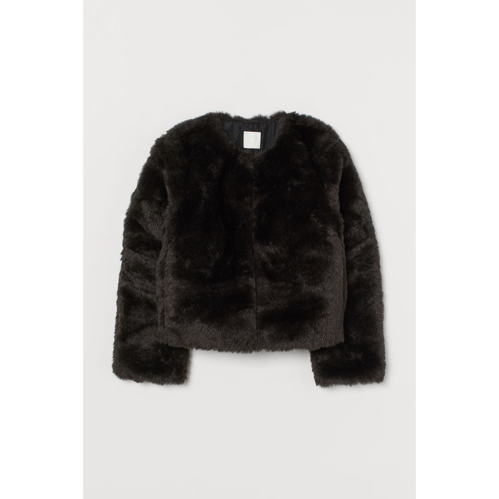 H&M Đức - Áo lông sale auth new tag cao cấp chính hãng nâu đen có nút cài dáng lửng