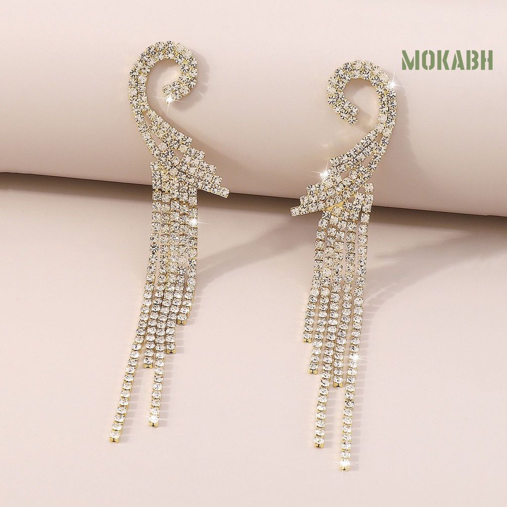 1 Đôi Bông Tai Dáng Dài Đính Đá Phong Cách Bohemian Thời Trang Sang Trọng Dành Cho Nữ