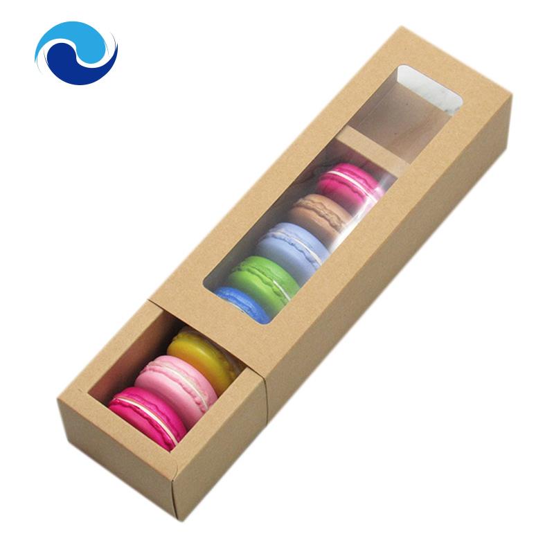 Hộp Giấy Kraft Trong Suốt Đựng Bánh Macaron Tiện Dụng