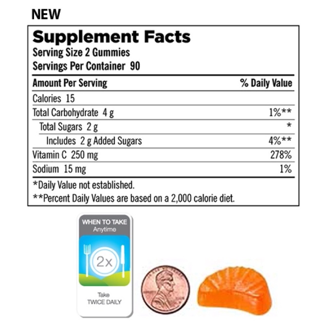 Kẹo dẻo Kirkland Adult Gummies Vitamin C 250mg Hộp 180 Viên [Mỹ]