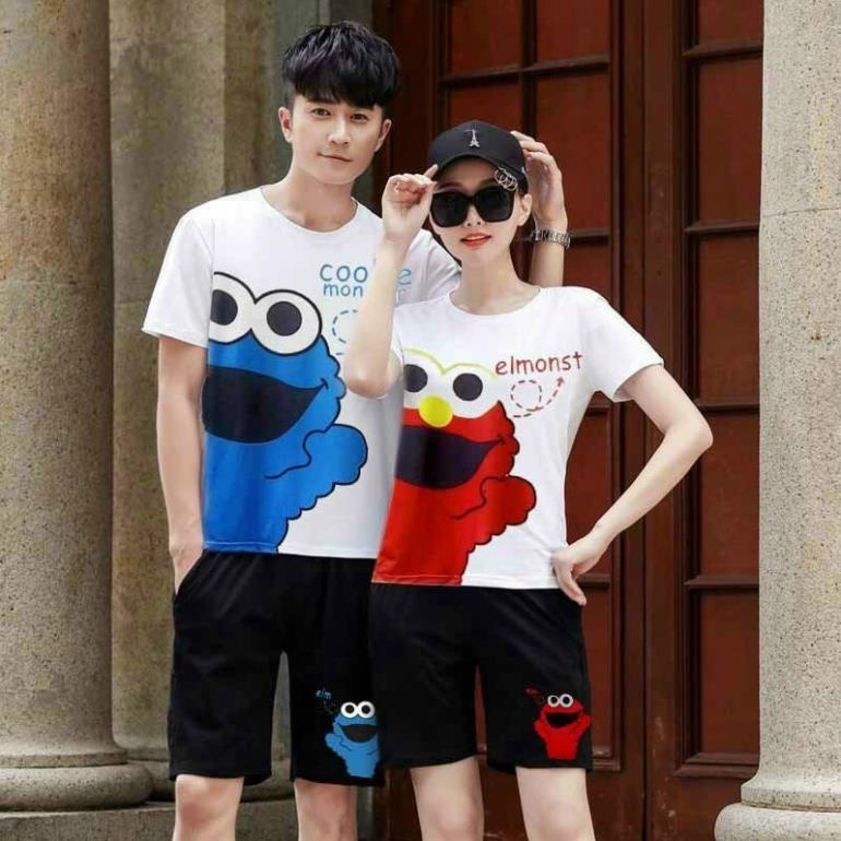 Set đồ bộ quần đùi áo ngắn tay in Hoạt Hình KAW Cartoon, set bộ thun mặc nhà nam nữ thun cotton co dãn
