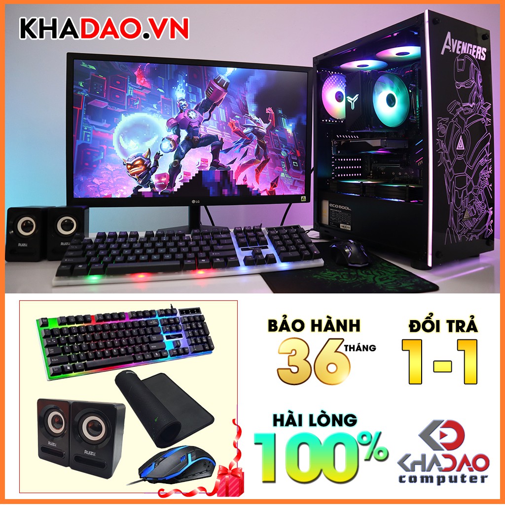 Máy tính chơi game + Màn hình 22" Full HD LOL, CSGO, PUBG Mb, Đột Kích, Fifa 4 | BH 3 tháng, tặng phím, chuột, pad, loa | BigBuy360 - bigbuy360.vn