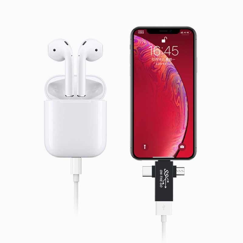 Bộ Chuyển Đổi OTG USB 3 Trong 1 3 0 Female Sang Type C Micro USB iOS Plug
