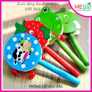 Đồ chơi xúc xắc trống bằng gỗ sinh động Trống xúc sắc kích thích não bộ cho bé