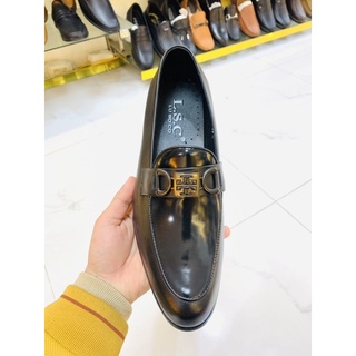 Giày lười da bóng nam đen cao cấp