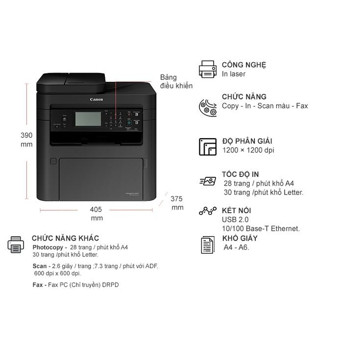 Máy in laser đa năng Canon MF266dn - chính hãng
