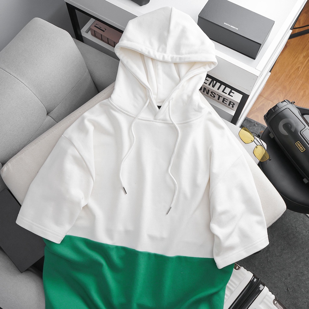 Áo hoodie big size tay ngắn phối màu siêu độc 85-130kg