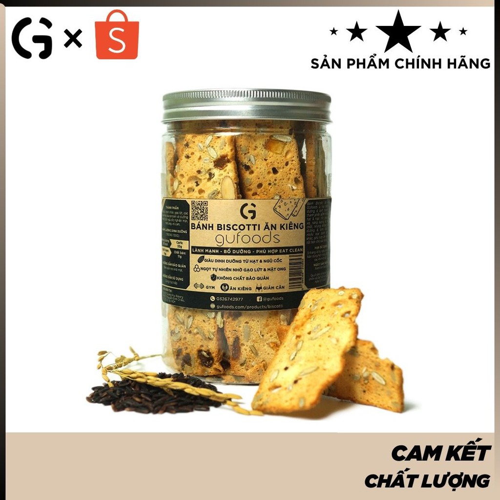 [Mã 267FMCGSALE giảm 8% đơn 500K] Bánh Biscotti ăn kiêng GUfoods - Lành mạnh - Bổ dưỡng - Phù hợp Eat clean