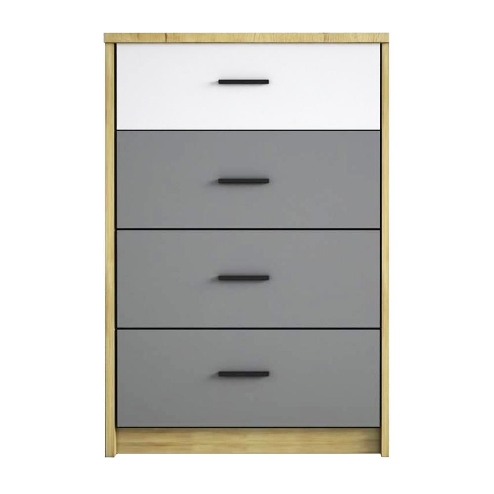 HomeBase ME LIVING Tủ 4 ngăn kéo bằng gỗ ép Thái Lan JUSPER W59XD39XH91.5cm màu trắng/xám
