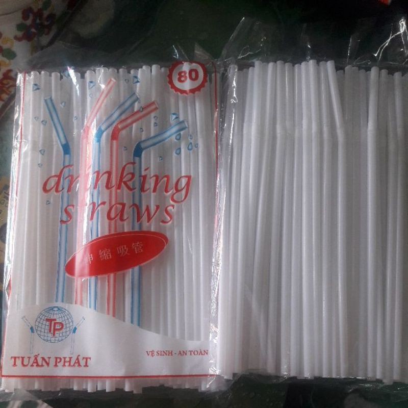 ống hút trắng cong cao cấp ( 1 gói 80 ống)