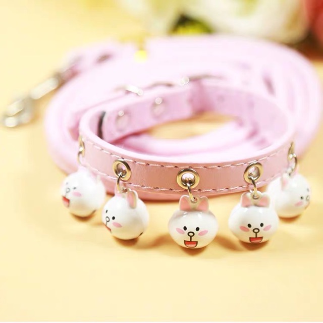Vòng cổ nhiều chuông kèm dây dắt cực dễ thương cho cún mèo