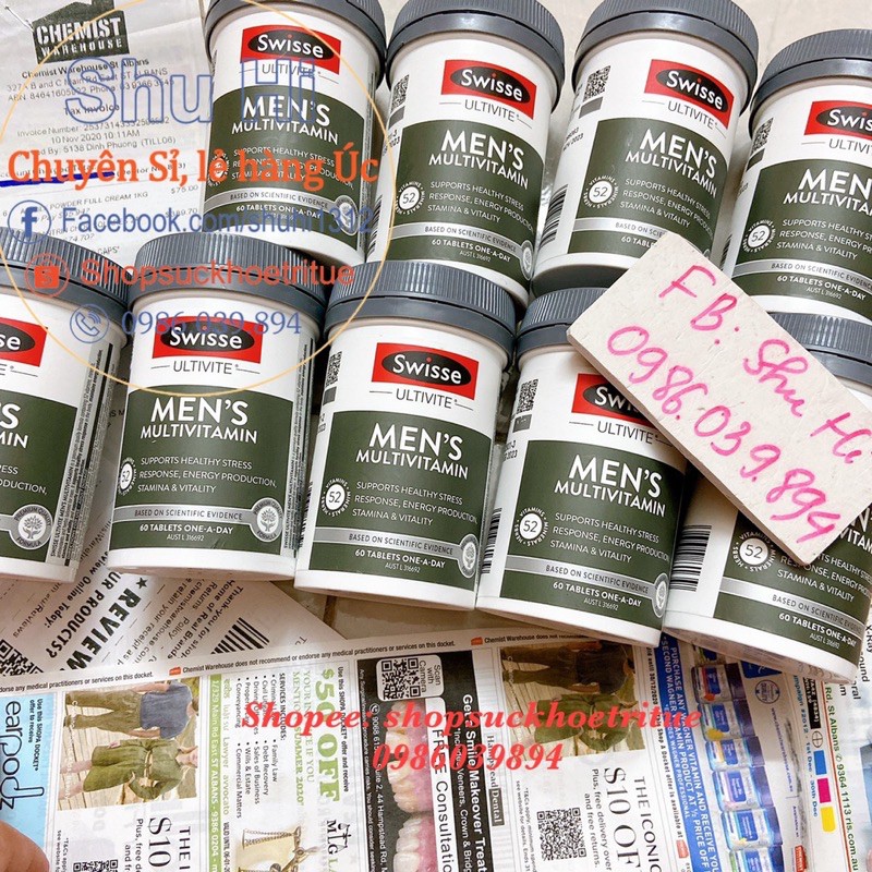Vitamin tổng hợp cho nam Swisse Men’s Ultivite Multivitamin Úc, 60 viên - Swisse Men | BigBuy360 - bigbuy360.vn