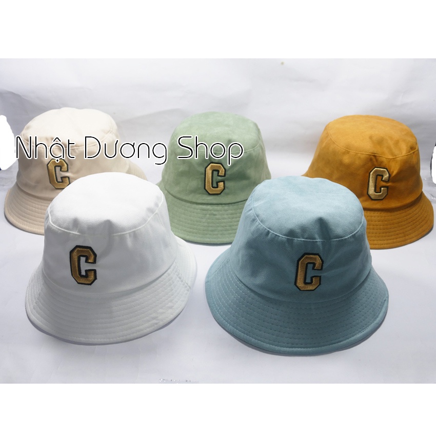 Mũ bucket vành cụp nhung thêu chữ C phong cách ❤ Nón tai bèo nam nữ unisex cao cấp