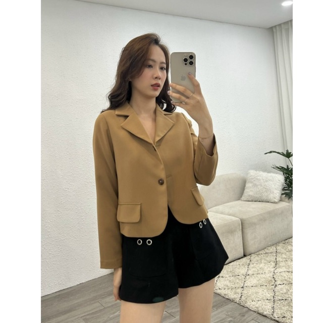 Áo blazer nữ 1 lớp dáng ngắn tay dài Huien Design thời trang công sở trẻ trung, áo vest nữ Hàn Quốc màu sắc | BigBuy360 - bigbuy360.vn