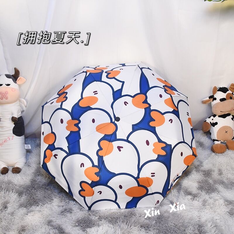 Dù Che Nắng Tự Động Chống Tia Uv 14cm Hình Chú Vịt Dễ Thương
