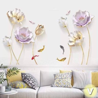 Decal dán tường Hoa sứ trắng