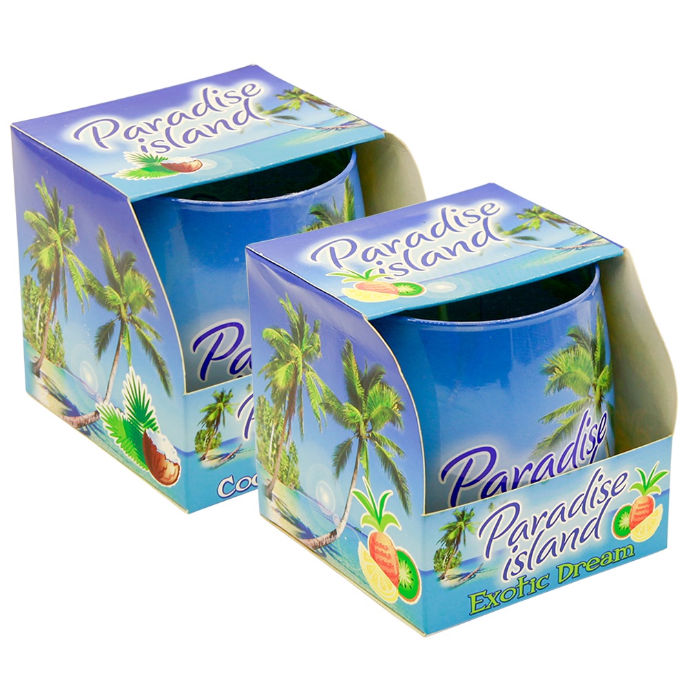 Combo 2 Ly nến thơm tinh dầu cao cấp Bartek Paradise Island 100g - hương gió biển, khử mùi, không khói, an toàn