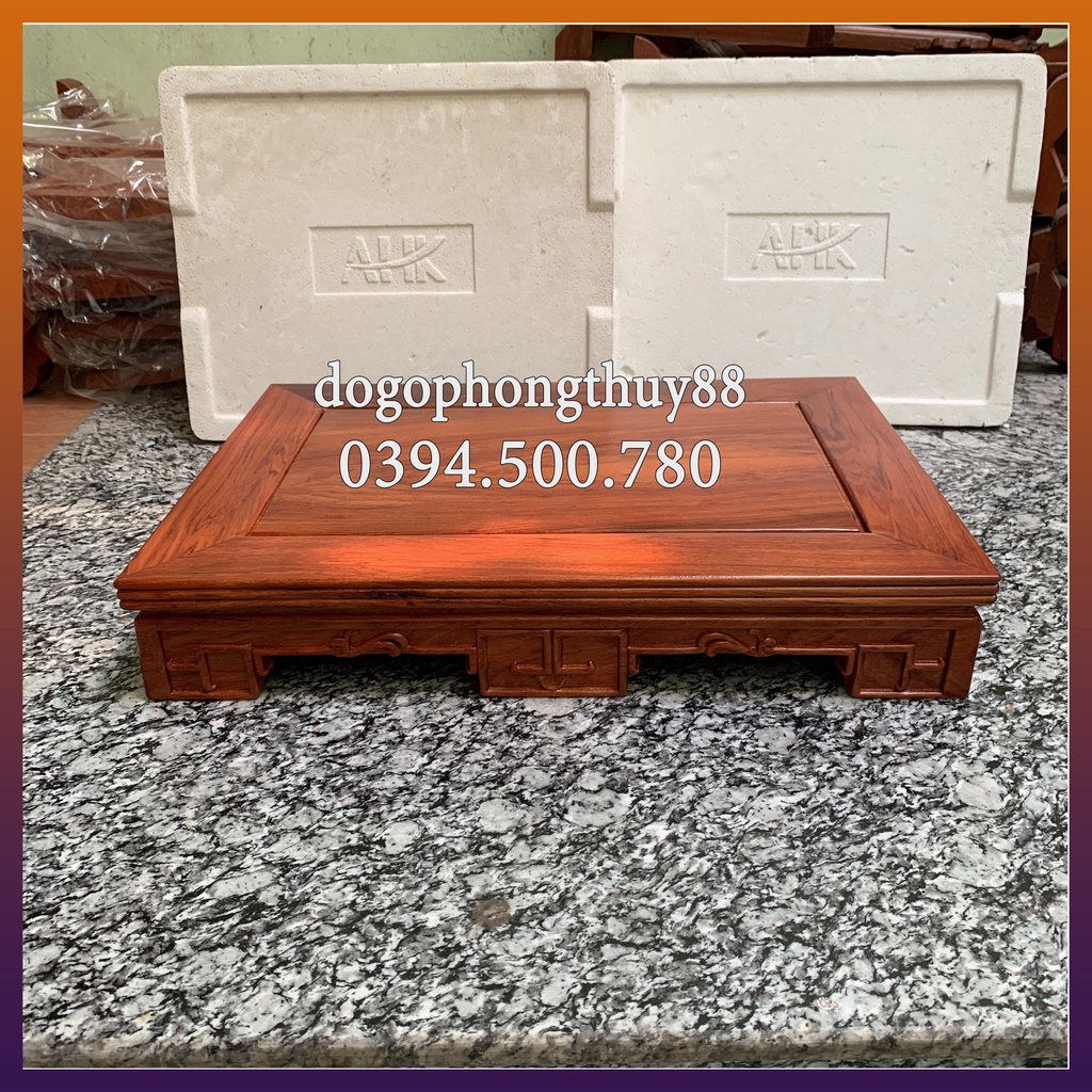 Bàn trà, đế kê đồ trang tri gỗ Hương sơn PU cao 8,5cm