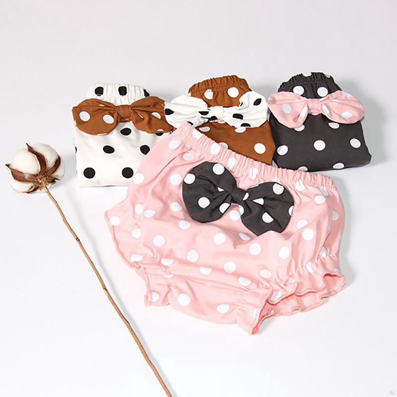 Quần Lót Cotton Chấm Bi Phối Nơ Cho Bé Gái