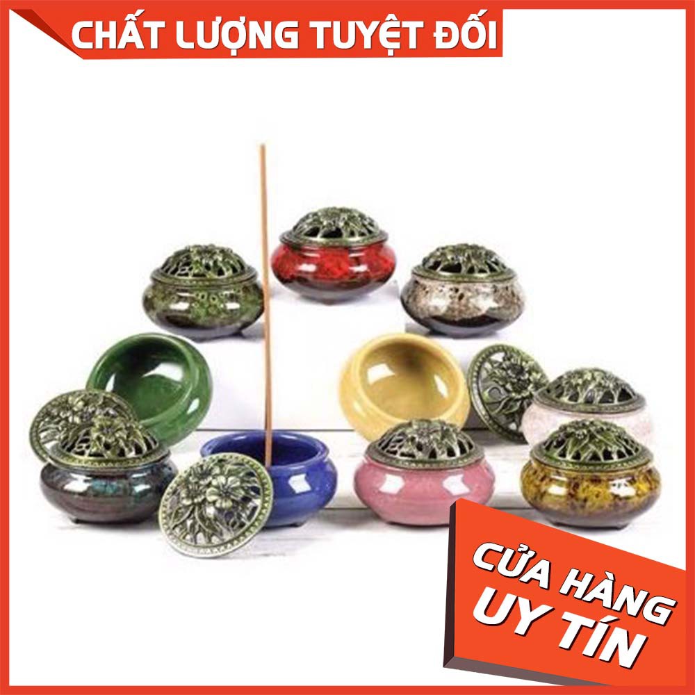 [ Chọn mẫu ] lư xông trầm hương đỉnh đốt nhang gốm sứ. Tặng 1 nụ trầm hương