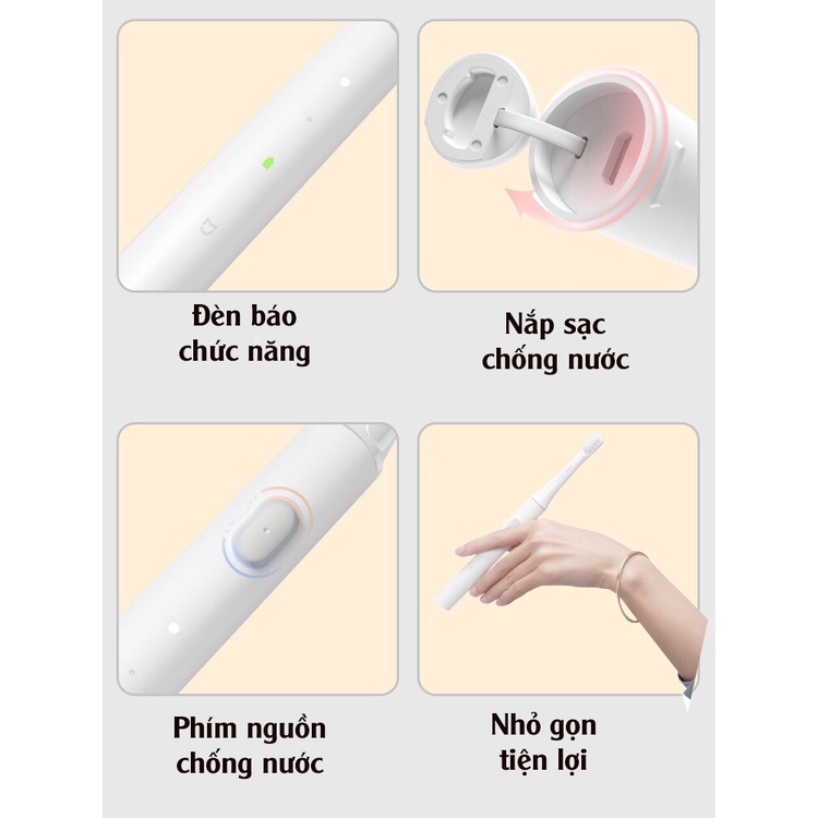 Bàn chải điện Xiaomi Mijia T100 -Sóng Âm Không Dây Có Thể Sạc Qua USB Siêu Âm Không Thấm Nước Tự Động Bàn Chải Đánh Răng