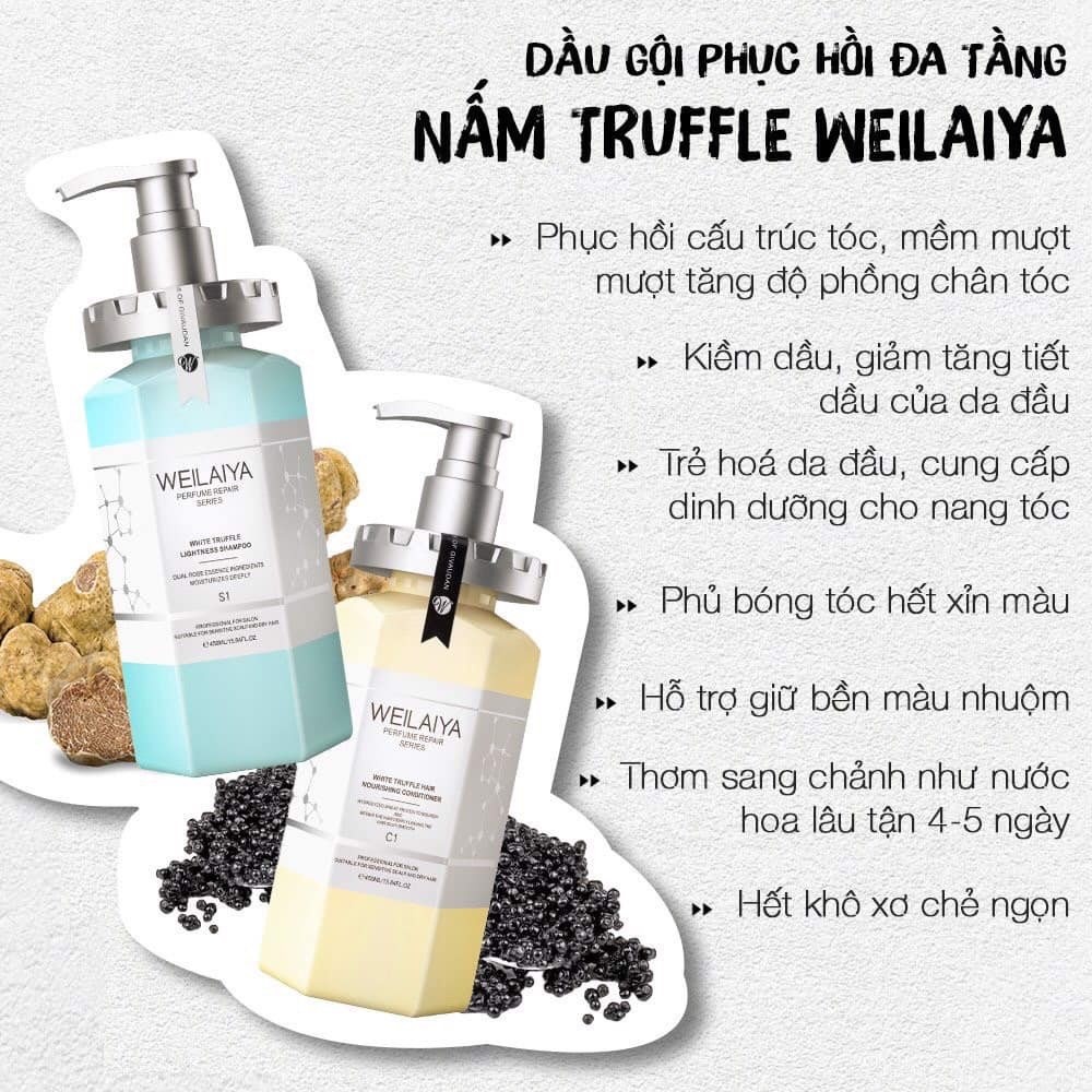 Cặp Gội Xả Tóc WEILAIYA Phục Hồi Đa Tầng Nấm Truffle - 450ml x 2