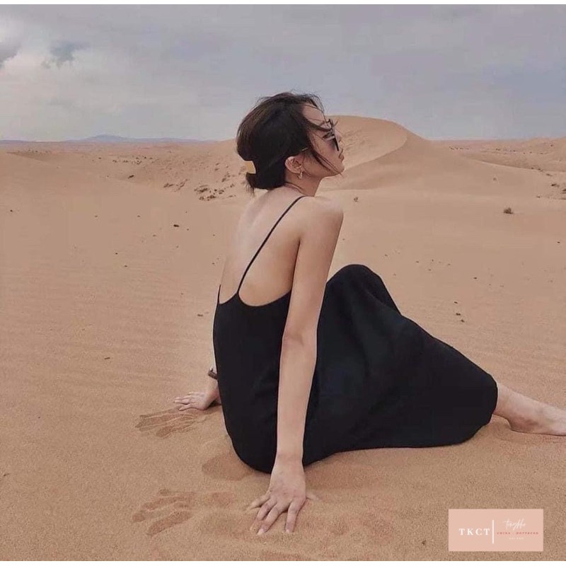 Váy Hai Dây Trễ Lưng Đen TONGKHOCHITUE , Váy Nữ Body Nàng Thơ | BigBuy360 - bigbuy360.vn